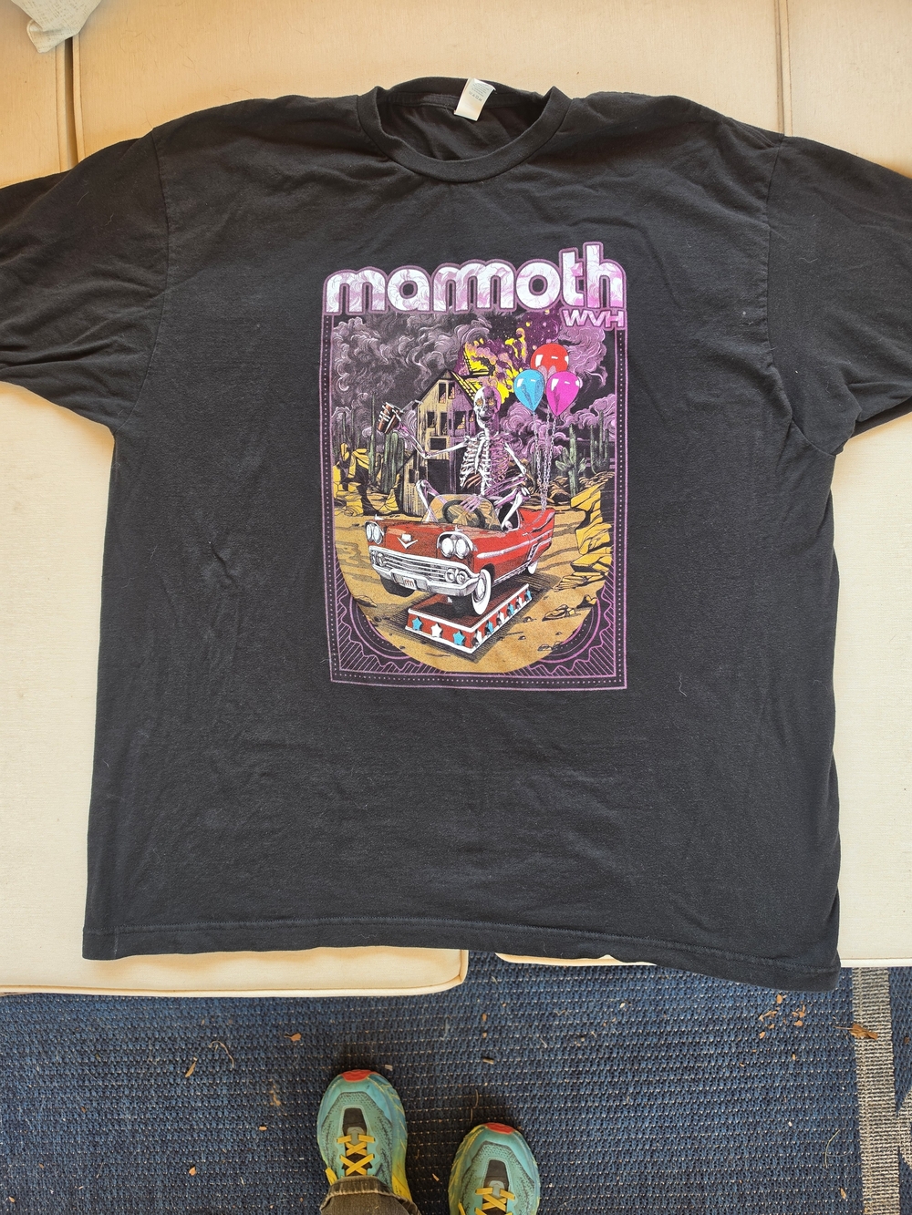 Tultex Black Short-Sleeve Tee with Colorful Skeleton Car Graphic
